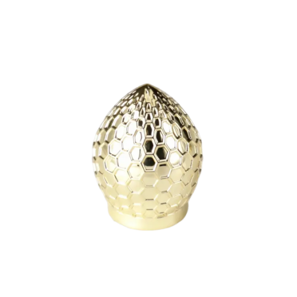 Oval Shape Gold Electroplated Metal Lid Parfum Packaging